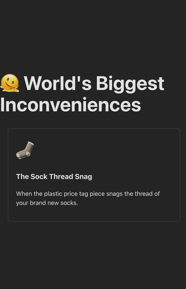 Inconveniences catalog landing page